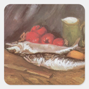 Vincent van Gogh - Makrelen, citroenen en tomaten Vierkante Sticker