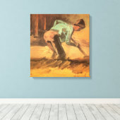 Vincent van Gogh - Man gebogen met stok of spade Canvas Afdruk (Insitu (Houten vloer))