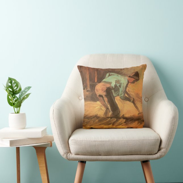 Vincent van Gogh - Man gebukt met stok of spade Kussen (Stoel)