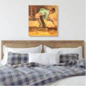 Vincent van Gogh - Man Stooping w Stick of Spade Canvas Afdruk (Insitu (Slaapkamer))