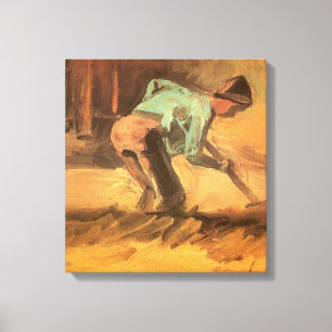 Vincent van Gogh - Man Stooping w Stick of Spade Canvas Afdruk
