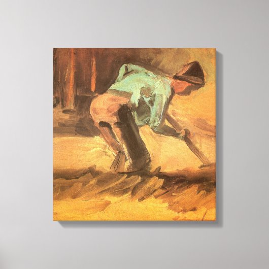 Vincent van Gogh - Man Stooping w Stick of Spade Canvas Afdruk (Voorkant)
