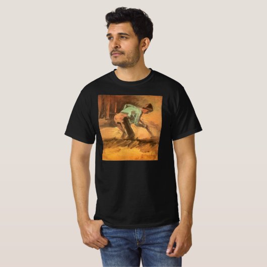 Vincent van Gogh - Man Stooping w Stick of Spade T-shirt (Voorkant volledig)