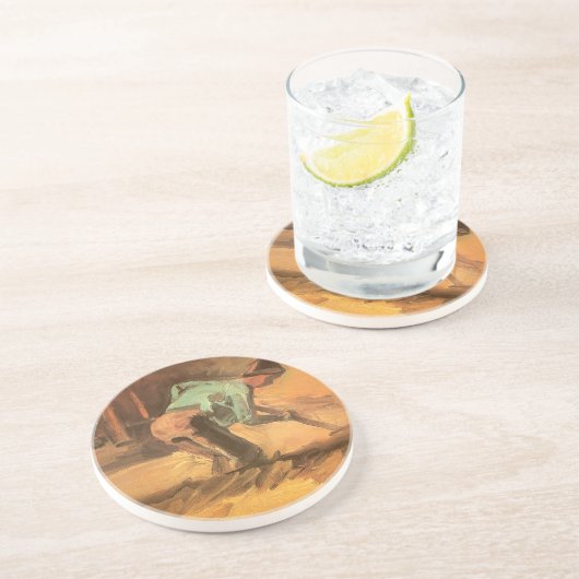 Vincent van Gogh - Man Stooping w Stick of Spade Zandsteen Onderzetter (Zijkant)