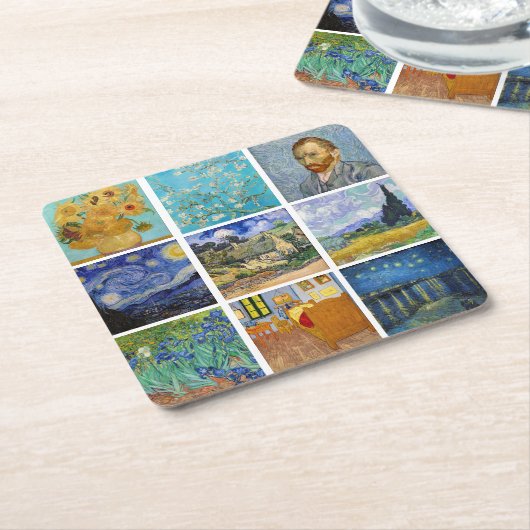Vincent Van Gogh - Masterstuks Grid Kartonnen Onderzetters (Schuin)