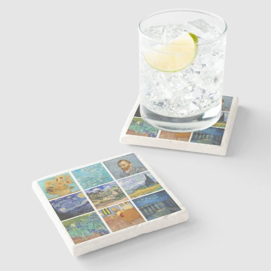 Vincent Van Gogh - Masterstuks Grid Stenen Onderzetter (Zijkant)