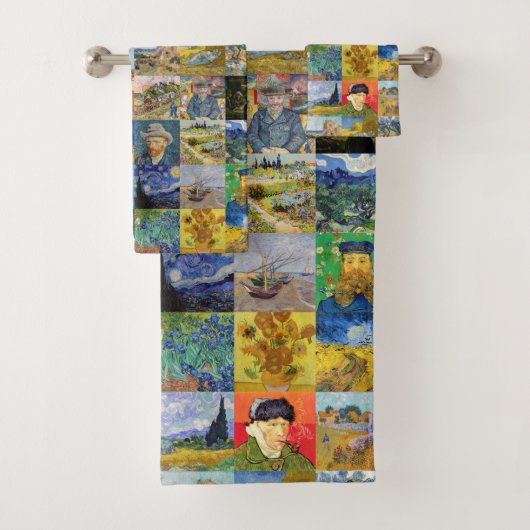 Vincent van Gogh - Masterstuks Mosaic Patchwork Bad Handdoek (Insitu)