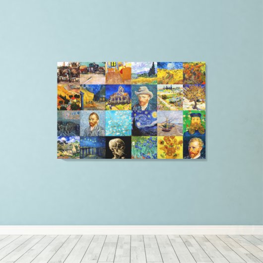 Vincent van Gogh - Masterstuks Mosaic Patchwork Canvas Afdruk (Insitu (Houten vloer))