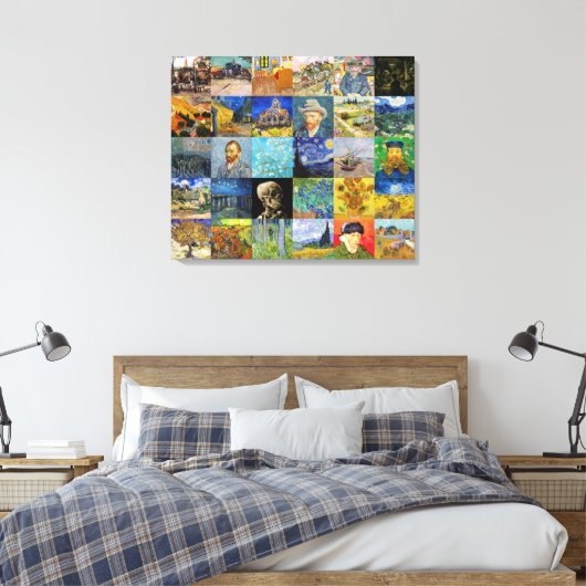 Vincent van Gogh - Masterstuks Mosaic Patchwork Canvas Afdruk (Insitu (Slaapkamer))