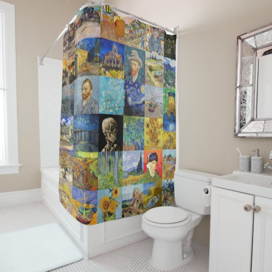 Vincent van Gogh - Masterstuks Mosaic Patchwork Douchegordijn (In situ)