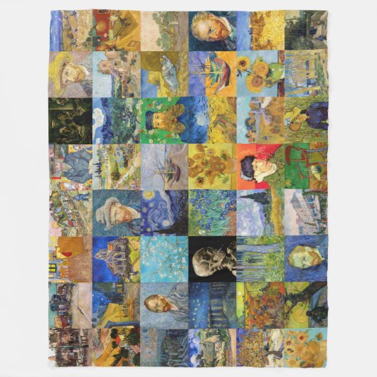 Vincent van Gogh - Masterstuks Mosaic Patchwork Fleece Deken (Voorkant)