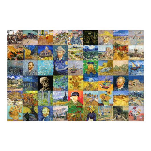 Vincent van Gogh - Masterstuks Mosaic Patchwork Foto Afdruk (Voorkant)