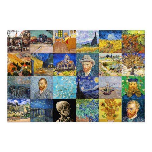 Vincent van Gogh - Masterstuks Mosaic Patchwork Foto Afdruk (Voorkant)