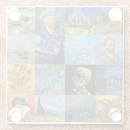 Vincent van Gogh - Masterstuks Mosaic Patchwork Glazen Onderzetter (Achterkant)