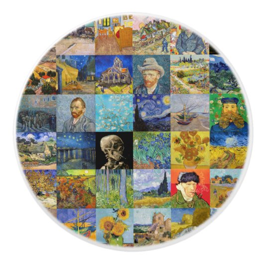 Vincent van Gogh - Masterstuks Mosaic Patchwork Keramische Knop (Voorkant)