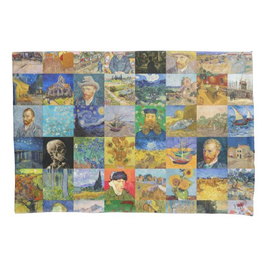 Vincent van Gogh - Masterstuks Mosaic Patchwork Kussensloop (Voorkant)