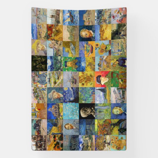 Vincent van Gogh - Masterstuks Mosaic Patchwork Spandoek (Verticaal)