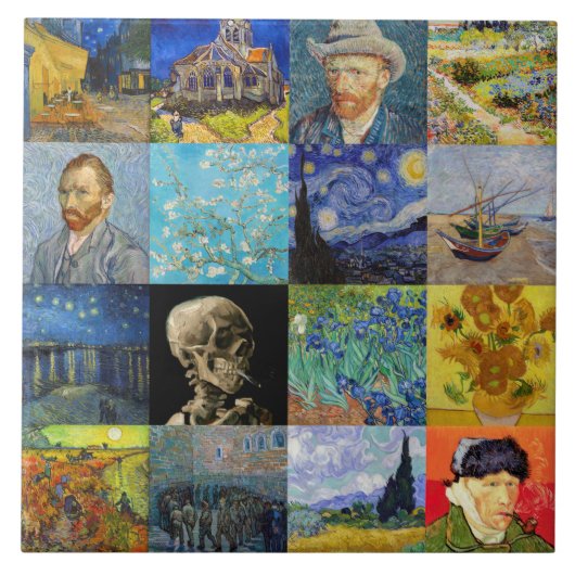 Vincent van Gogh - Masterstuks Mosaic Patchwork Tegeltje (Voorkant)