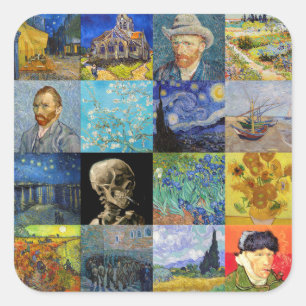 Vincent van Gogh - Masterstuks Mosaic Patchwork Vierkante Sticker
