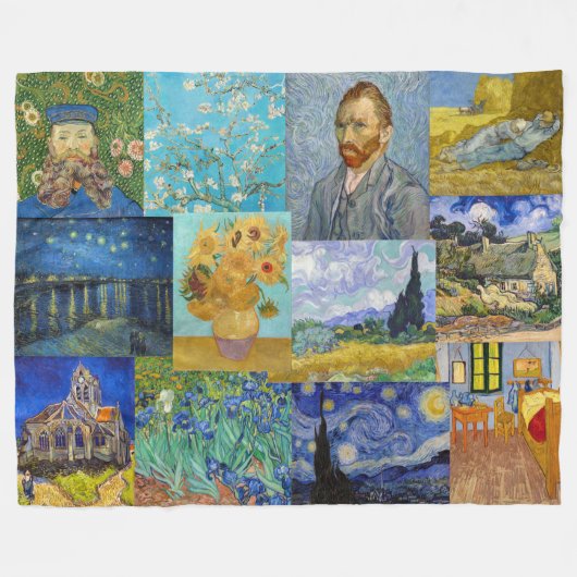 Vincent Van Gogh - Masterstuks Patchwork Fleece Deken (Voorkant (Horizontaal))