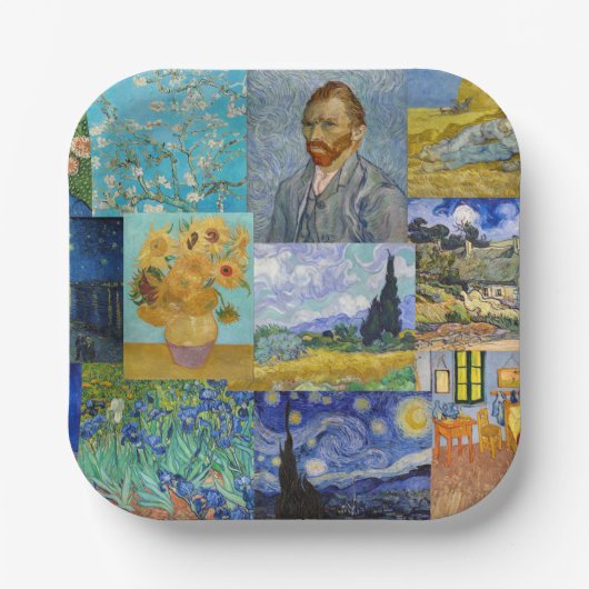 Vincent Van Gogh - Masterstuks Patchwork Papieren Bordje (Voorkant)