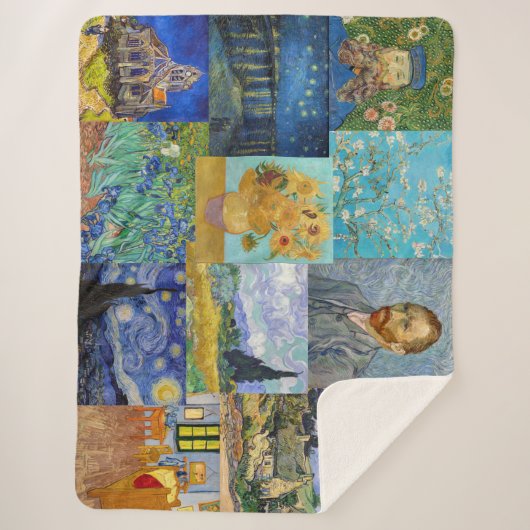 Vincent Van Gogh - Masterstuks Patchwork Sherpa Deken (Voorkant)