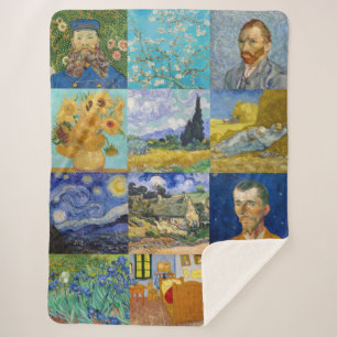 Vincent Van Gogh - Masterstuks Patchwork Sherpa Deken