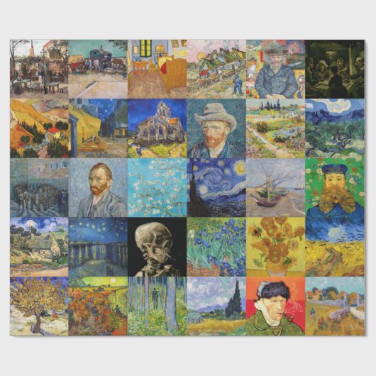 Vincent van Gogh - Meesterwerken Mozaïek Patchwork Cadeaupapier (Vlak)