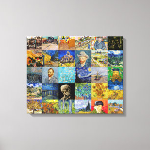 Vincent van Gogh - Meesterwerken Mozaïek Patchwork Canvas Afdruk