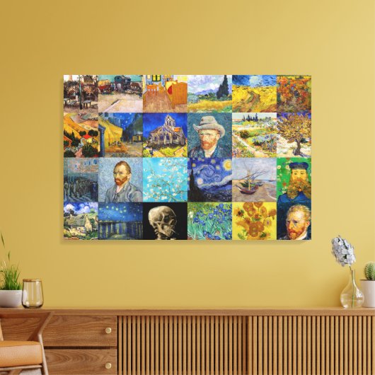 Vincent van Gogh - Meesterwerken Mozaïek Patchwork Canvas Afdruk (Insitu (Woonkamer))