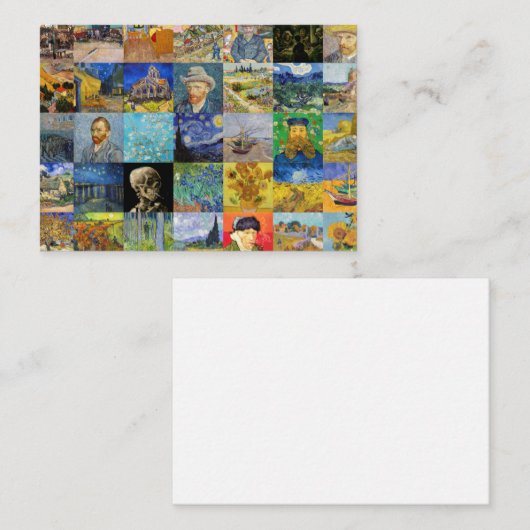 Vincent van Gogh - Meesterwerken Mozaïek Patchwork Notitiekaartje (Voorkant / Achterkant)