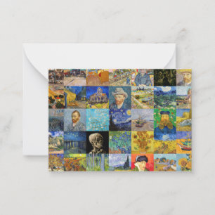 Vincent van Gogh - Meesterwerken Mozaïek Patchwork Notitiekaartje