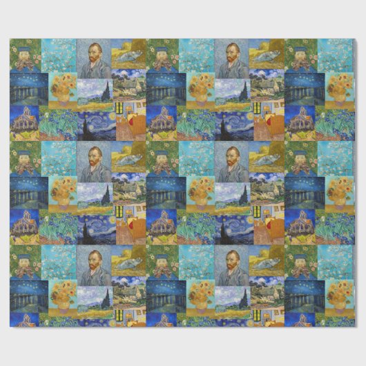 Vincent Van Gogh - Meesterwerken Patchwork Cadeaupapier (Vlak)