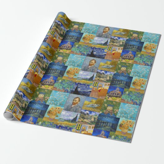 Vincent Van Gogh - Meesterwerken Patchwork Cadeaupapier (Uitgerold)