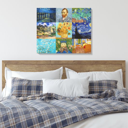Vincent Van Gogh - Meesterwerken Patchwork Canvas Afdruk (Insitu (Slaapkamer))