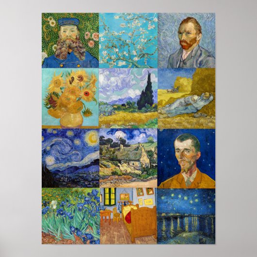 Vincent Van Gogh - Meesterwerken Patchwork Poster (Voorkant)