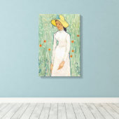Vincent van Gogh - Meisje in het Wit Canvas Afdruk (Insitu (Houten vloer))