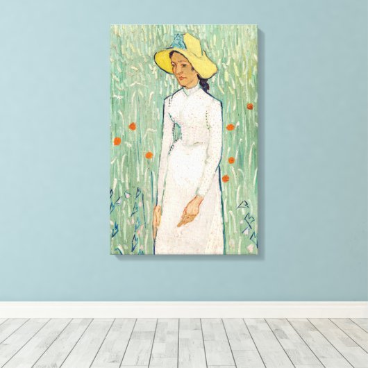 Vincent van Gogh - Meisje in het wit Canvas Afdruk (Insitu (Houten vloer))
