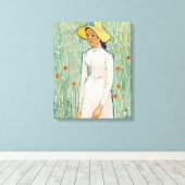 Vincent van Gogh - Meisje in het wit Canvas Afdruk (Insitu (Houten vloer))
