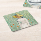 Vincent van Gogh - Meisje in het wit Kartonnen Onderzetters (Schuin)