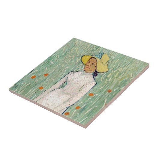 Vincent van Gogh - Meisje in het wit Tegeltje (Zijkant)