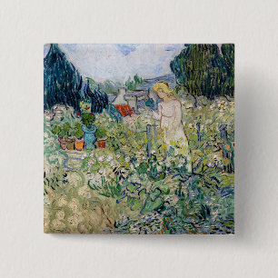 Vincent van Gogh - Mejuffrouw Gachet in haar tuin Vierkante Button 5,1 Cm
