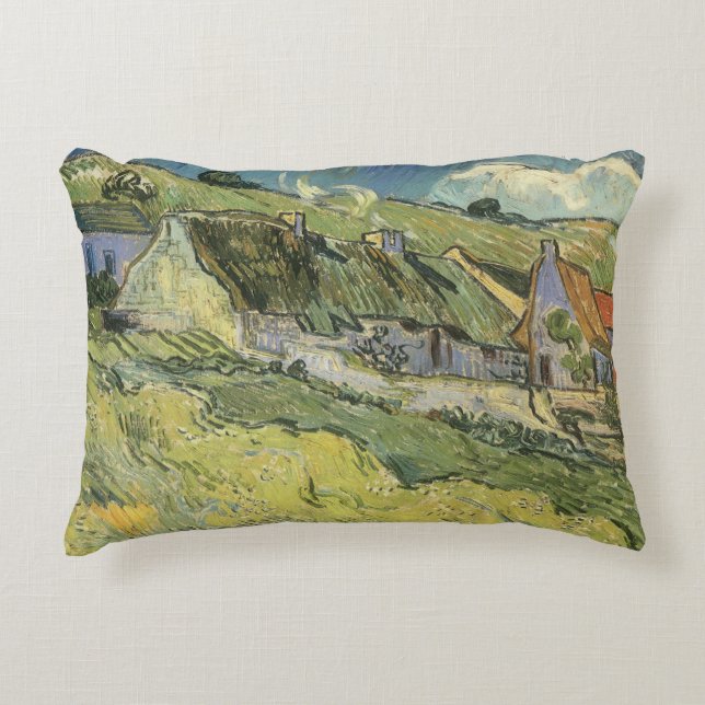 Vincent van Gogh - Met Riet Gedekte Huizen Accent Kussen (Voorkant)