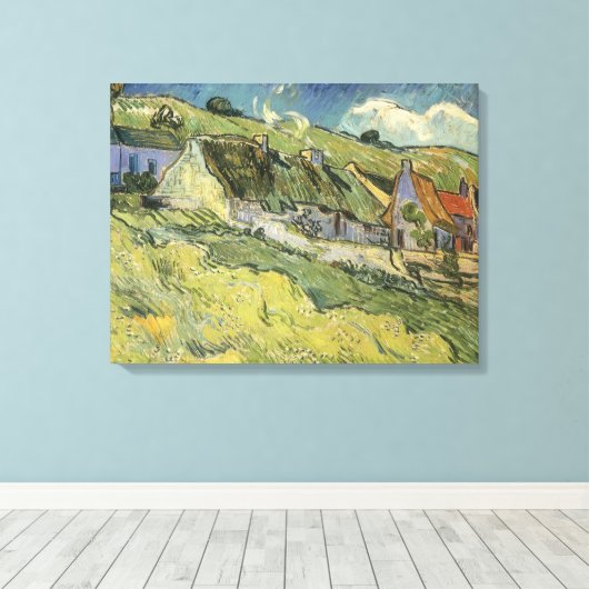 Vincent van Gogh - Met Riet Gedekte Huizen Canvas Afdruk (Insitu (Houten vloer))
