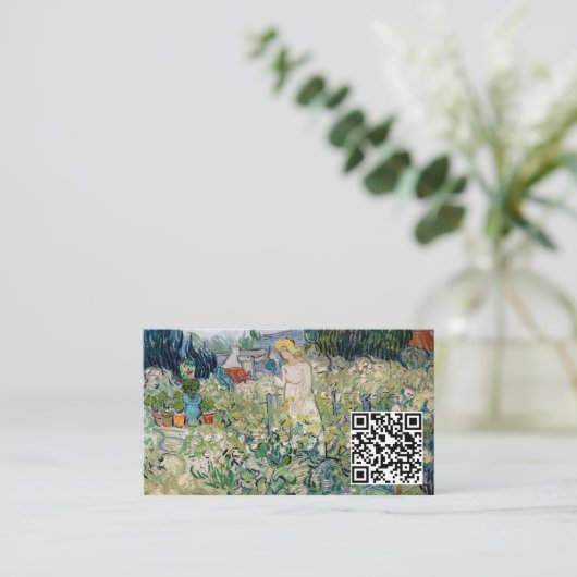 Vincent van Gogh - Miss Gachet Garden - QR-code Visitekaartje (Staand voorkant)