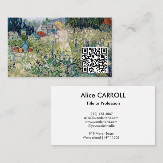 Vincent van Gogh - Miss Gachet Garden - QR-code Visitekaartje (Voorkant / Achterkant)