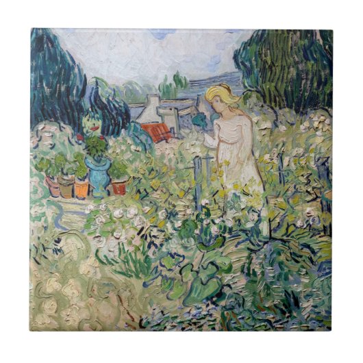 Vincent van Gogh - Miss Gachet in haar tuin Tegeltje (Voorkant)