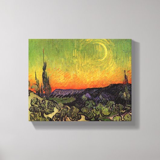 Vincent Van Gogh Moonlit Landschap Canvas Afdruk (Voorkant)
