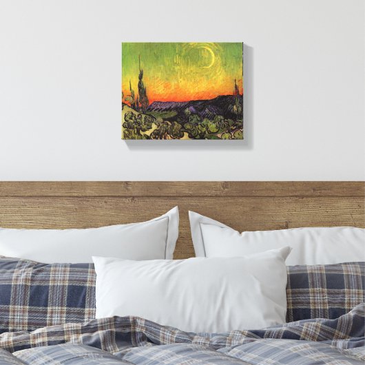 Vincent Van Gogh Moonlit Landschap Canvas Afdruk (Insitu (Slaapkamer))