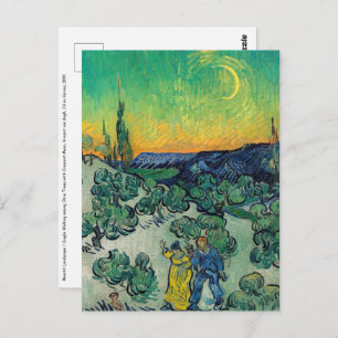 Vincent van Gogh - Moonlit Landschap met Paars Briefkaart
